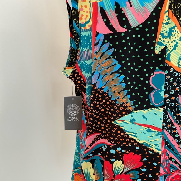 NWT Vince Camuto Multicolor Tropical Patterned Sleeveless Tunic Top - Picture 8 of 9